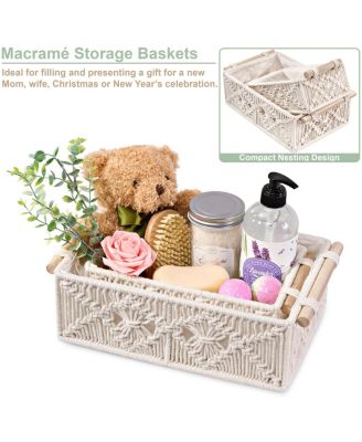 Handmade Paper Rope Storage Baskets Set with Bohemian Design for Household Essentials 2-Pack