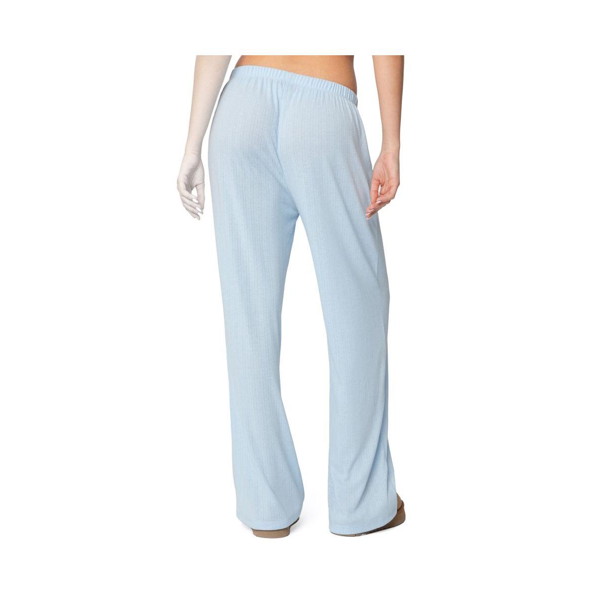 Edikted Women's Ren Pointelle Pants - Light-blue