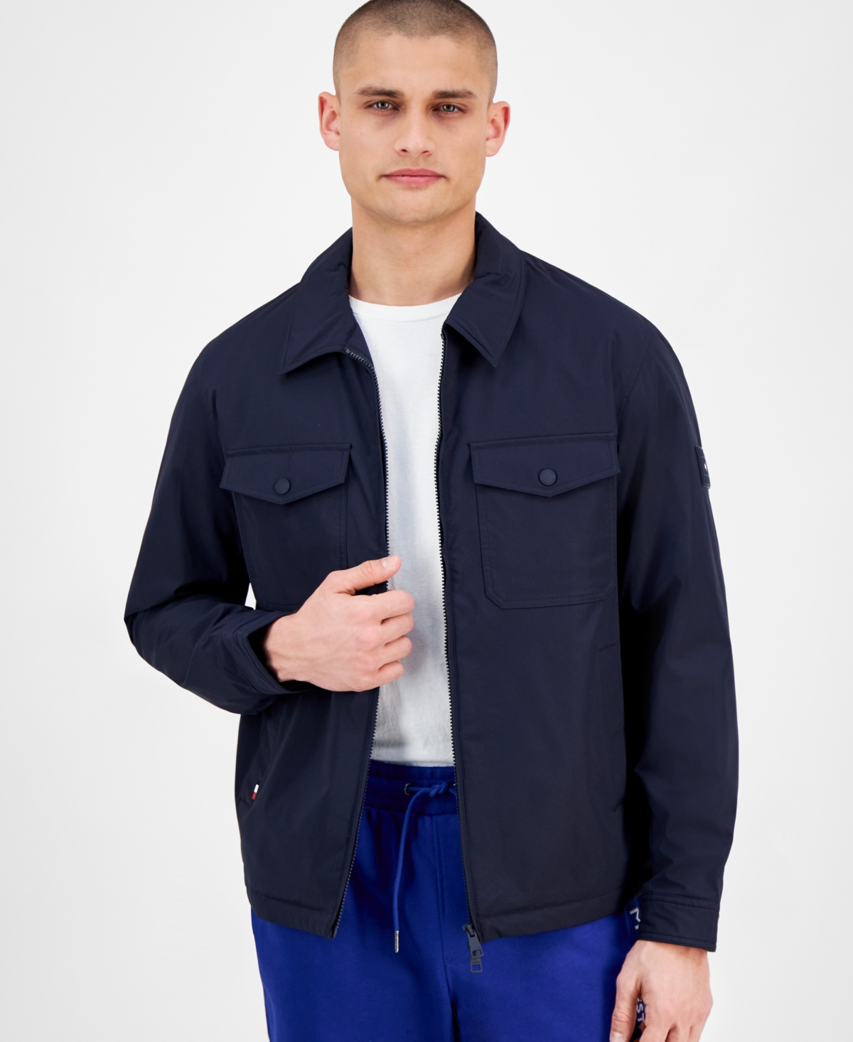 Tommy Hilfiger Men's Padded Shirt Jacket In Desert Sky