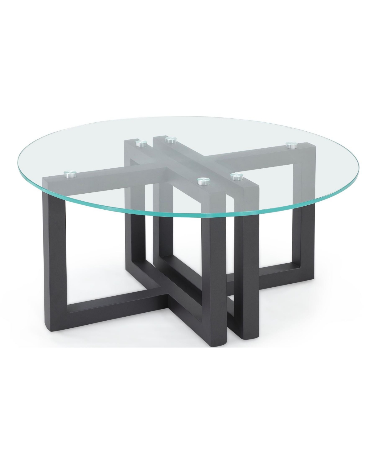 Macy's Emila 38" Round Glass Mix And Match Coffee Table In Clear Glass,gunmetal