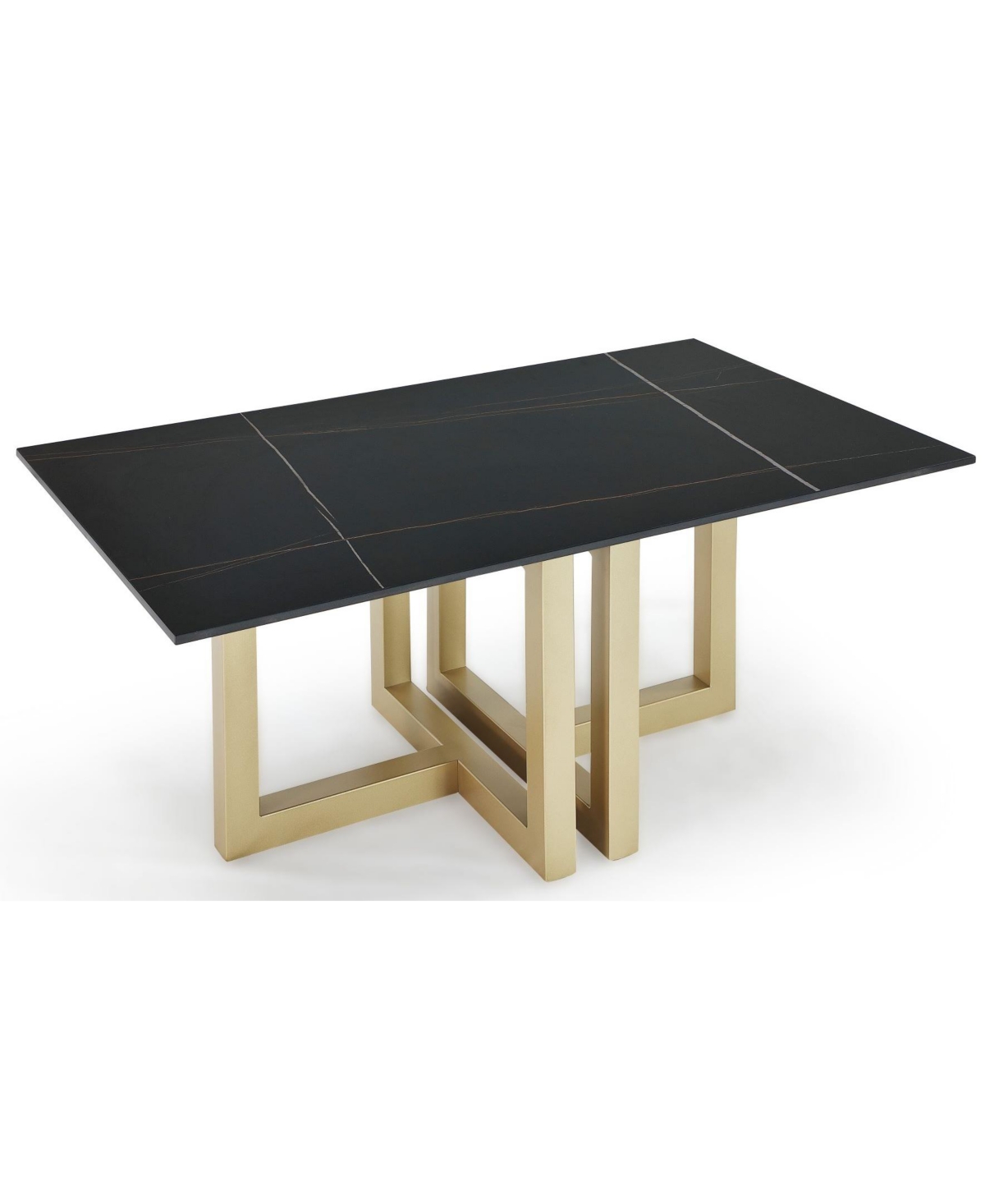 Macy's Emila 48" Rectangle Sintered Stone Mix And Match Coffee Table In Black Sintered Stone,champagne