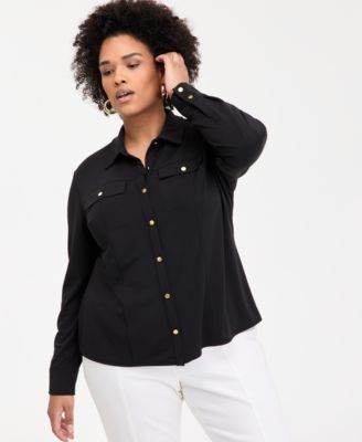 I.N.C. International Concepts - Plus Size Flap-Pocket Knit Shirt