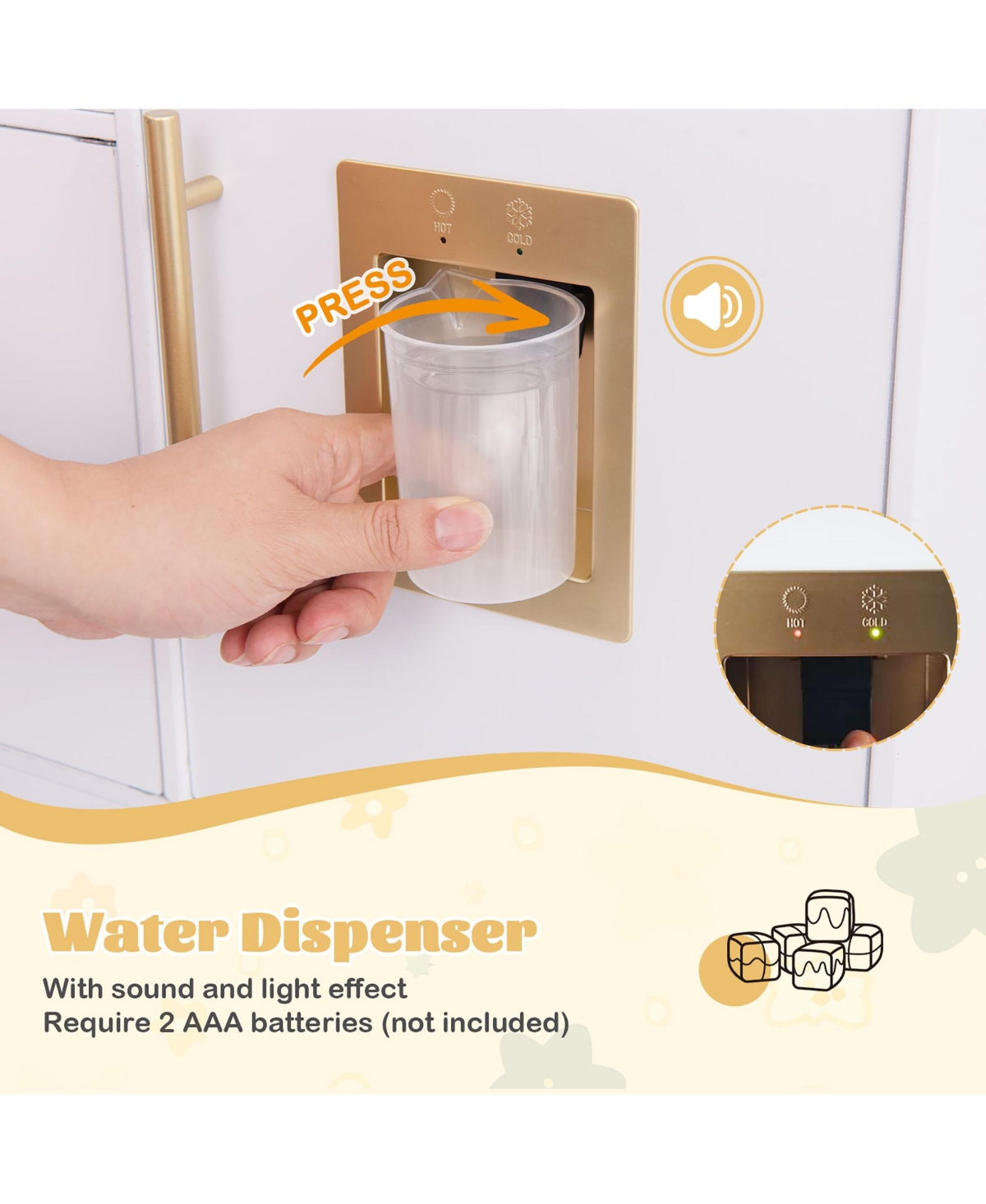 Gymax Pretend Play Kitchen for Kids w/ Coffee Maker Sink Faucet Stove Water Dispenser - White+black+golden