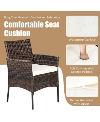 Patio 4PCS Rattan Arm Dining Chair Cushioned Sofa Furniture Brown