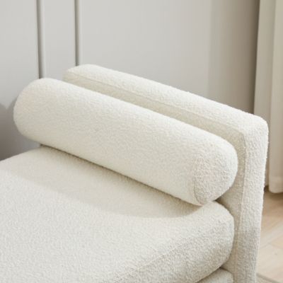 66" Upholstered Bench, Boucle Ottoman for Bedroom, Living Room, or Entryway-The Pop Home