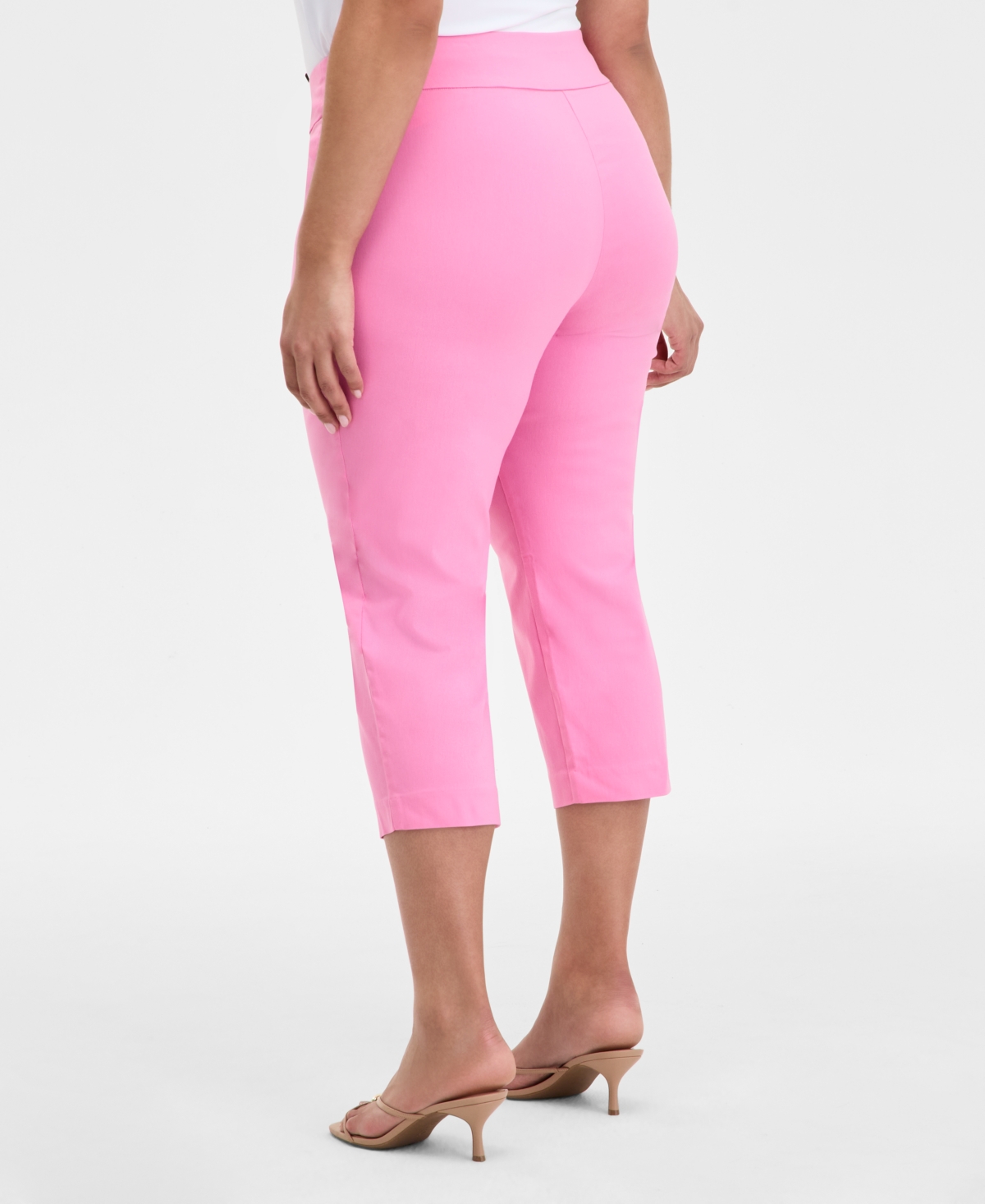 Inc International Concepts Plus Size Mid-rise Pull-on Capri Pants, Created For Macy's In Pink