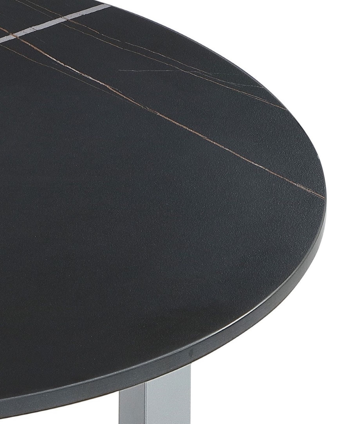 Macy's Emila 38" Round Sintered Stone Mix And Match Coffee Table In Black Sintered Stone,silver Sky