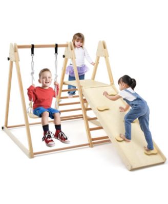 5-in-1 Indoor Jungle Gym Foldable Climber Playset with Fun Slide and Adjustable Swing