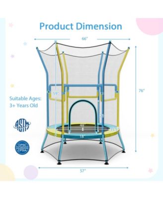 Mini Trampoline for Kids with Safety Enclosure Net and Foam Handles