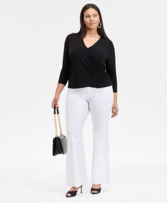 INC International Concepts Plus Size Dolman-Sleeve Surplice-Neck Top, Exclusively at Macy's