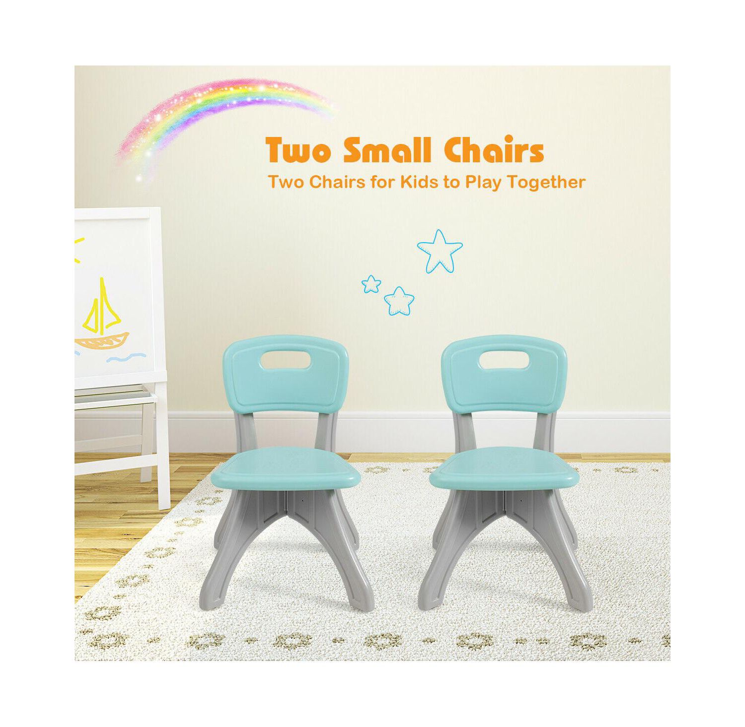 Kids In/Outdoor Plastic Storage Play Table & Chair Set, 3-Piece