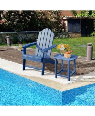 Outdoor Adirondack Chair with Built-in Cup Holder for Backyard Porch