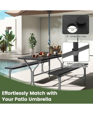 6 Feet Picnic Table Bench Set with HDPE Tabletop for 8 Person