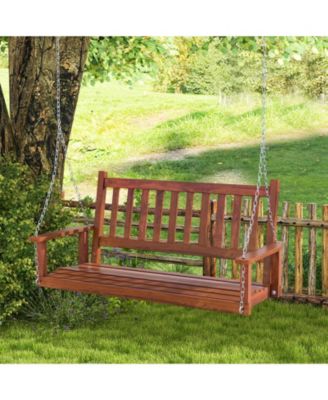 2-Person Wooden Outdoor Porch Swing with 500 lbs Weight Capacity