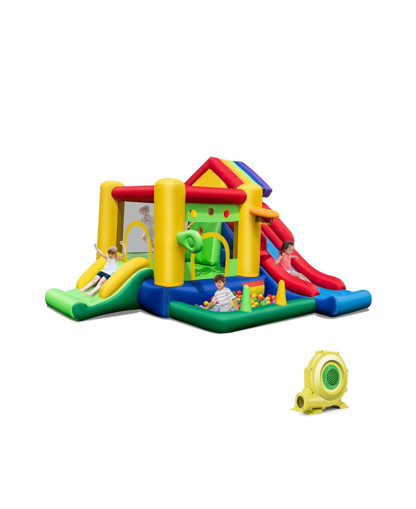 Детские игрушки GOUUN Inflatable Bounce Castle with Double Slides and 735W Blower, цвет: Жёлтый — фото 1