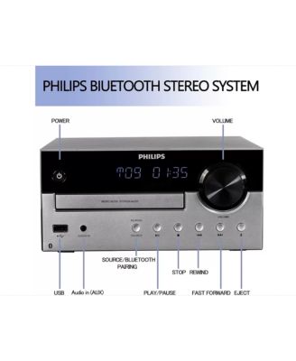 All-in-One Stereo System – CD Player, Bluetooth, FM Radio, USB & Aux Inputs, Remote Control, Compact Design, Superior Sound – Black