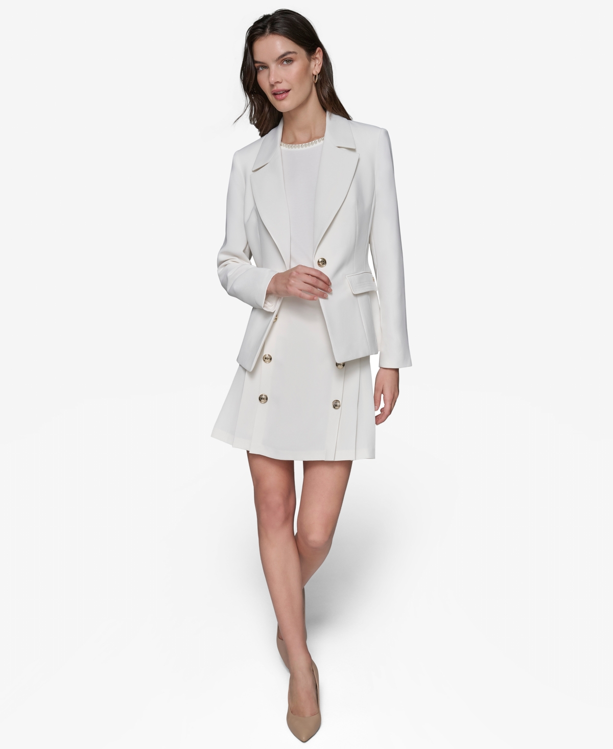 Karl Lagerfeld Women's Notched-lapel Single-button Blazer In Soft White