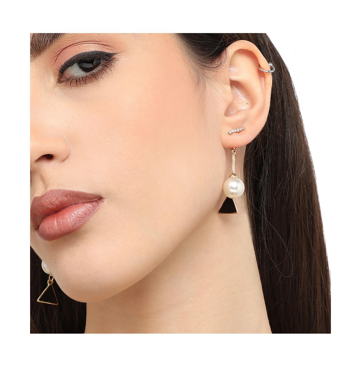 Sohi Women's Unbalanced Drop Earrings In Black