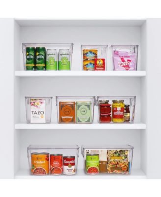 4-Pack Medium Clear Storage Bins with Handles - Organize fridge & pantry essentials! Stackable, portable, clear view for easy access