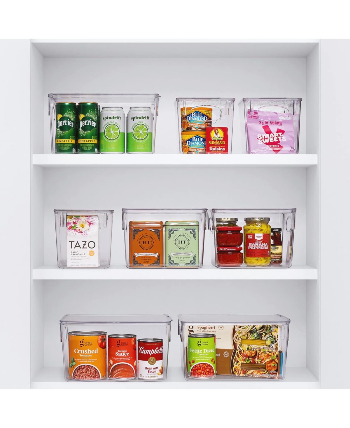 Sorbus 4-Pack Clear Storage Bins with Handles - Organize fridge & pantry essentials! Stackable, portable, clear view for easy access