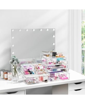 2 Clear Large Stackable Acrylic Drawers - for Organizing Make up, Nail Polish, Hair Accessories, and Beauty Supplies