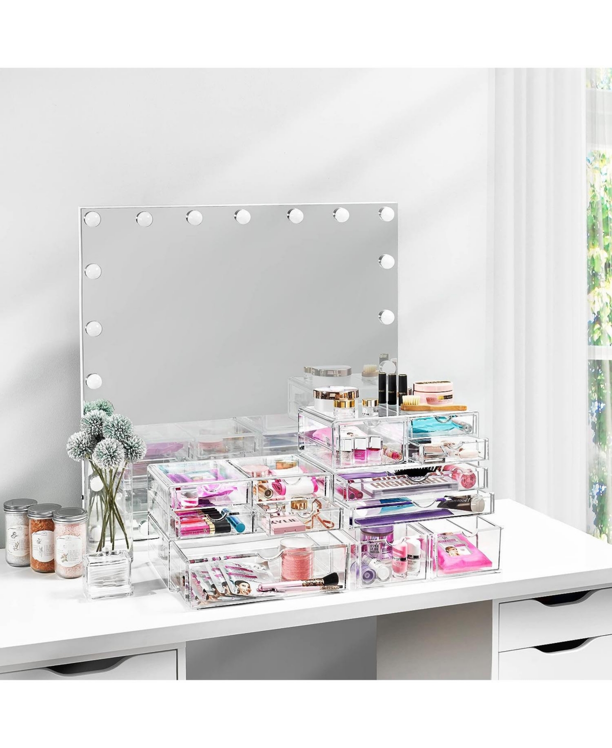 Sorbus 2Stackable Acrylic Drawers - for Organizing Make up, Nail Polish, Hair Accessories, and Beauty Supplies - Clear