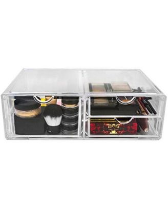 3 Clear Large Stackable Acrylic Drawers - for Organizing Make up, Nail Polish, Hair Accessories, and Beauty Supplies