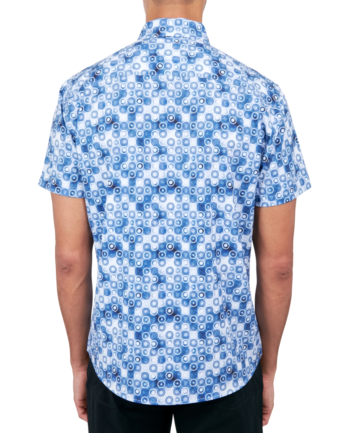 Society of Threads Men's Regular Fit Non-Iron Performance Stretch Geo Button-Down Shirt