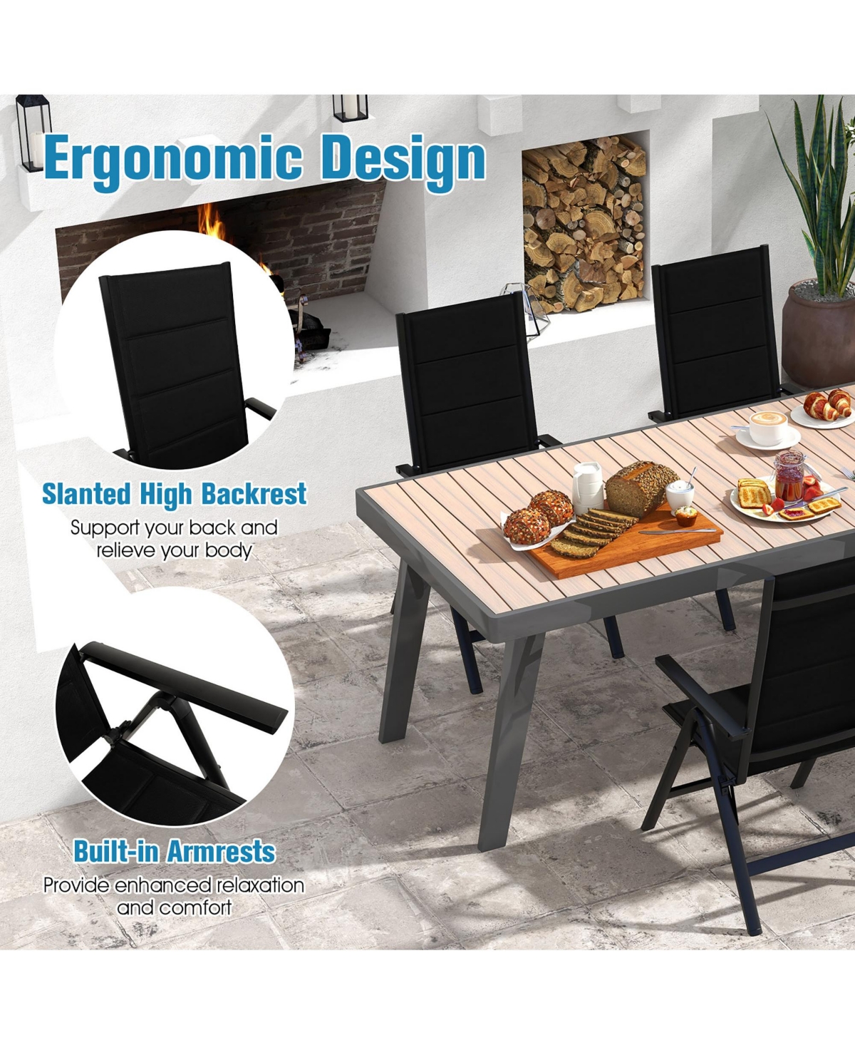 Gymax Set of 2 Patio Folding Chairs Lightweight Outdoor Dining Chairs w/ Padded Seat