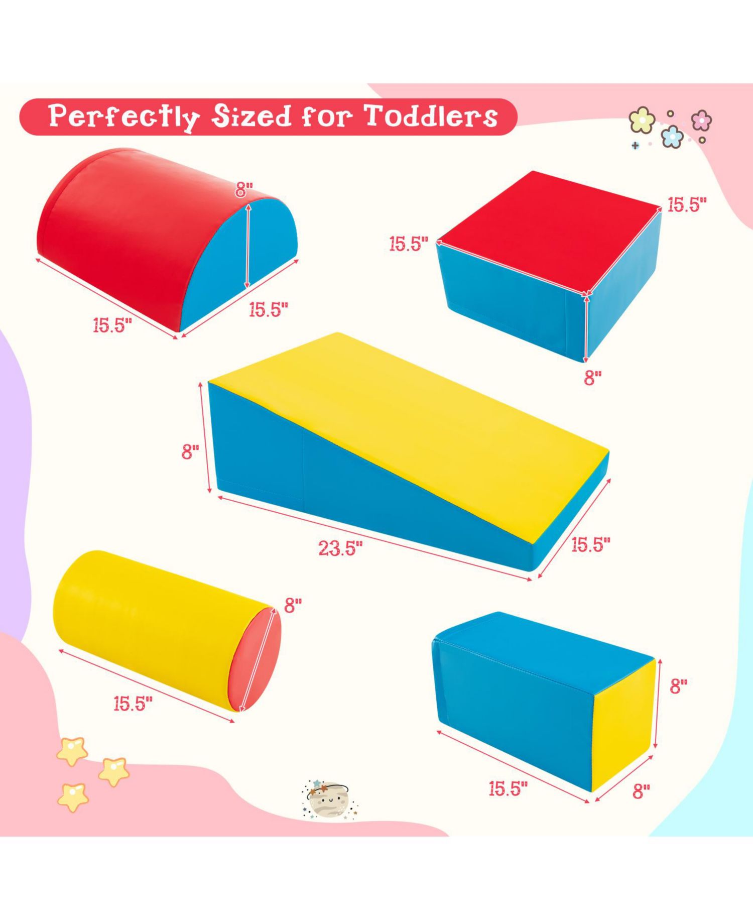 Toddler Climb and Crawl 5-Piece Foam Block Playset
