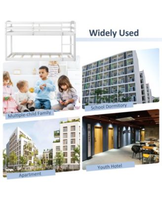 Twin Size Bunk Bed with High Guardrails and Integrated Ladder