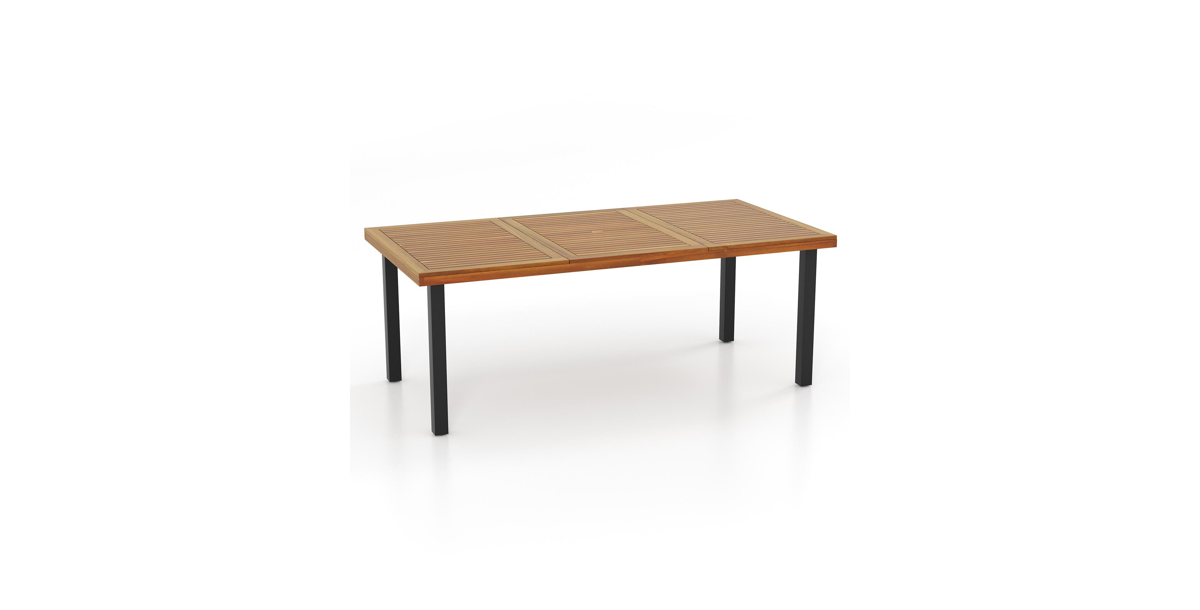 Gouun 79 Inch Acacia Wood Dining Table 8-Person Patio Table with 1.9 Inch Umbrella Hole and Adjustable Foot Pads