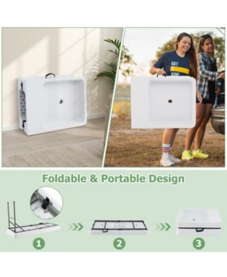5 FT Folding Ice Cooler Table with Double Sinks for Camping Party Picnic Wedding