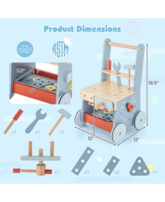 2-in-1 Toddler Wooden Baby Push Walker with Multi-Activity Center