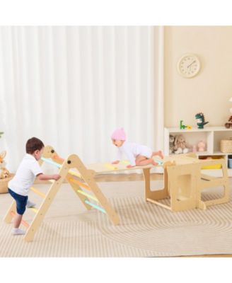 7-in-1 Toddler Climbing Toy Connected Table and Chair Set for Boys and Girls Aged 3-14 Years Old
