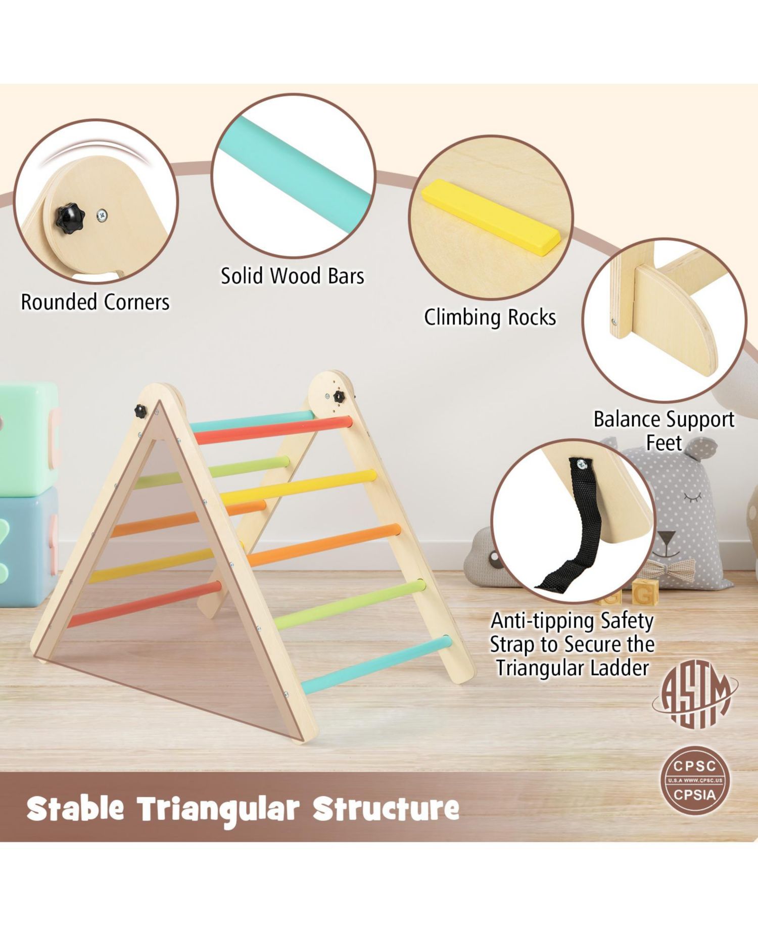 7-in-1 Foldable Wooden Climbing Activity Set, Ages 3+
