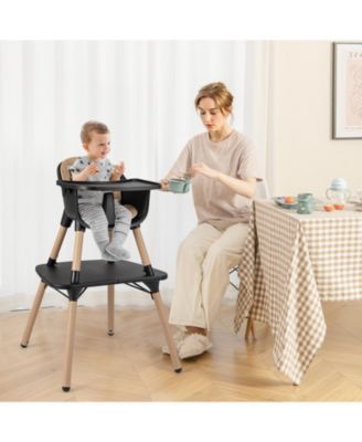 4-in-1 Baby Convertible Toddler Table Chair Set with PU Cushion