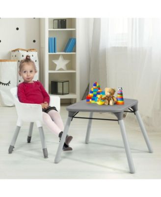 4-in-1 Baby Convertible Toddler Table Chair Set with PU Cushion