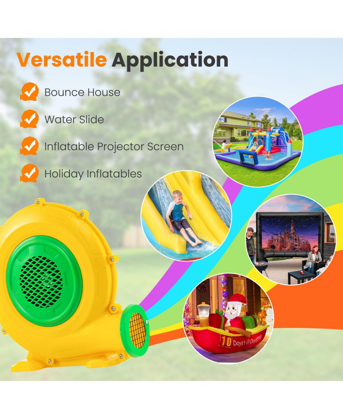 Детская игрушка GOUUN 680W Portable Air Blower with Handle and Ground Stakes, Ages 3-10, цвет: Жёлтый — фото 9