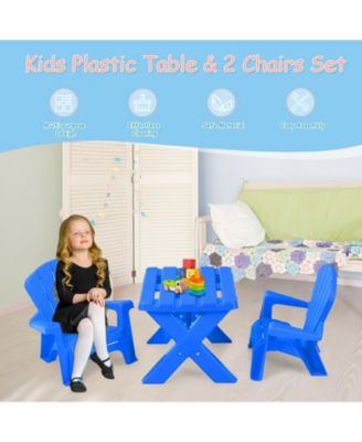 3-Piece Plastic Children Play Table Chair Set