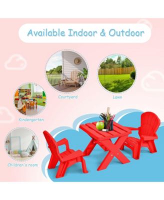 3-Piece Plastic Children Play Table Chair Set