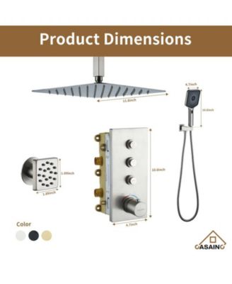 3 Functions 12 Inch Ceiling Mounted Thermostatic Shower System