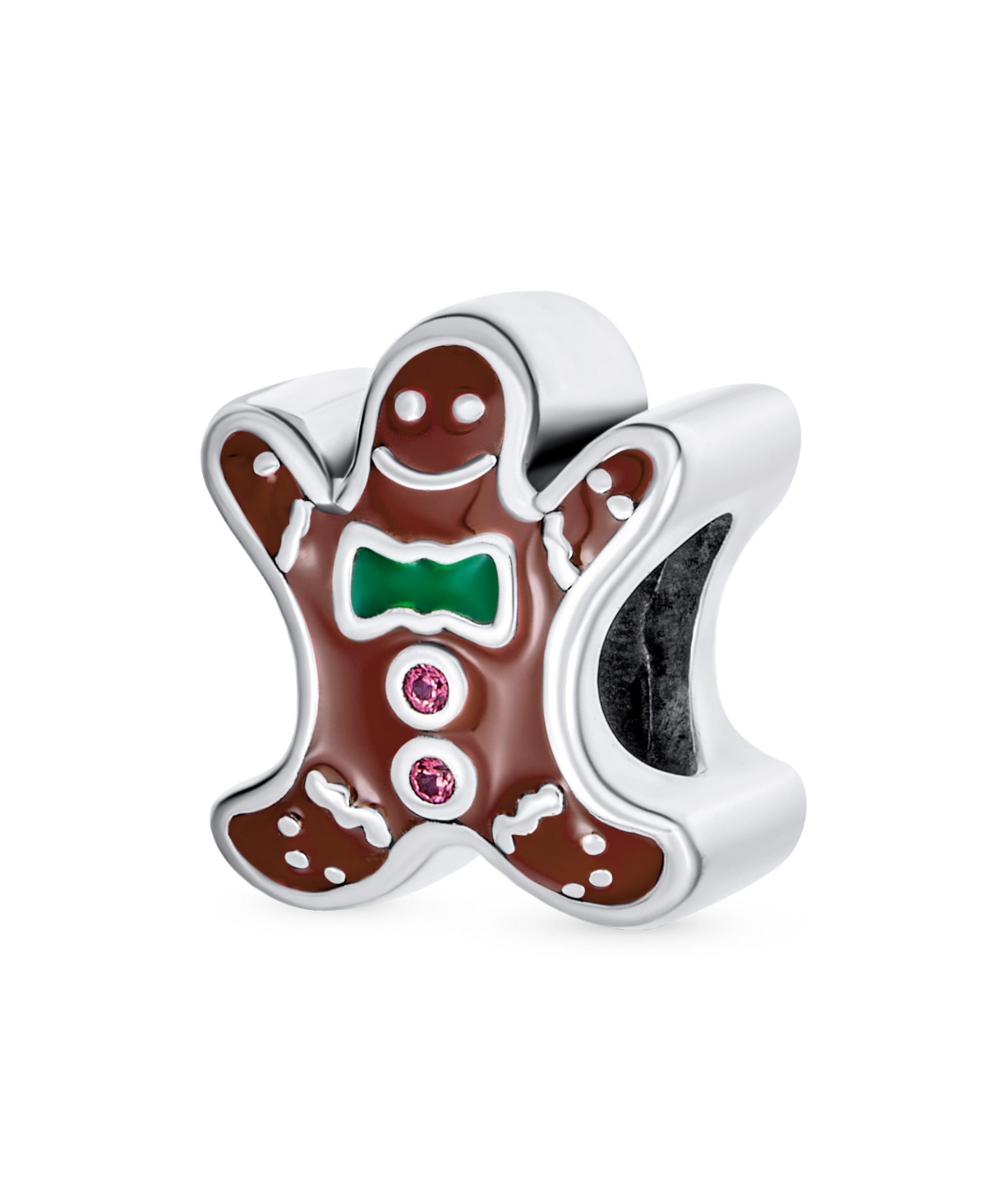 Bling Jewelry Christmas Gingerbread Man Cookie Charm Bead Sterling Silver - Multi-color