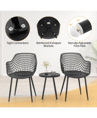 3 Piece Patio Chair Set with PP Seat and Tabletop for Porch