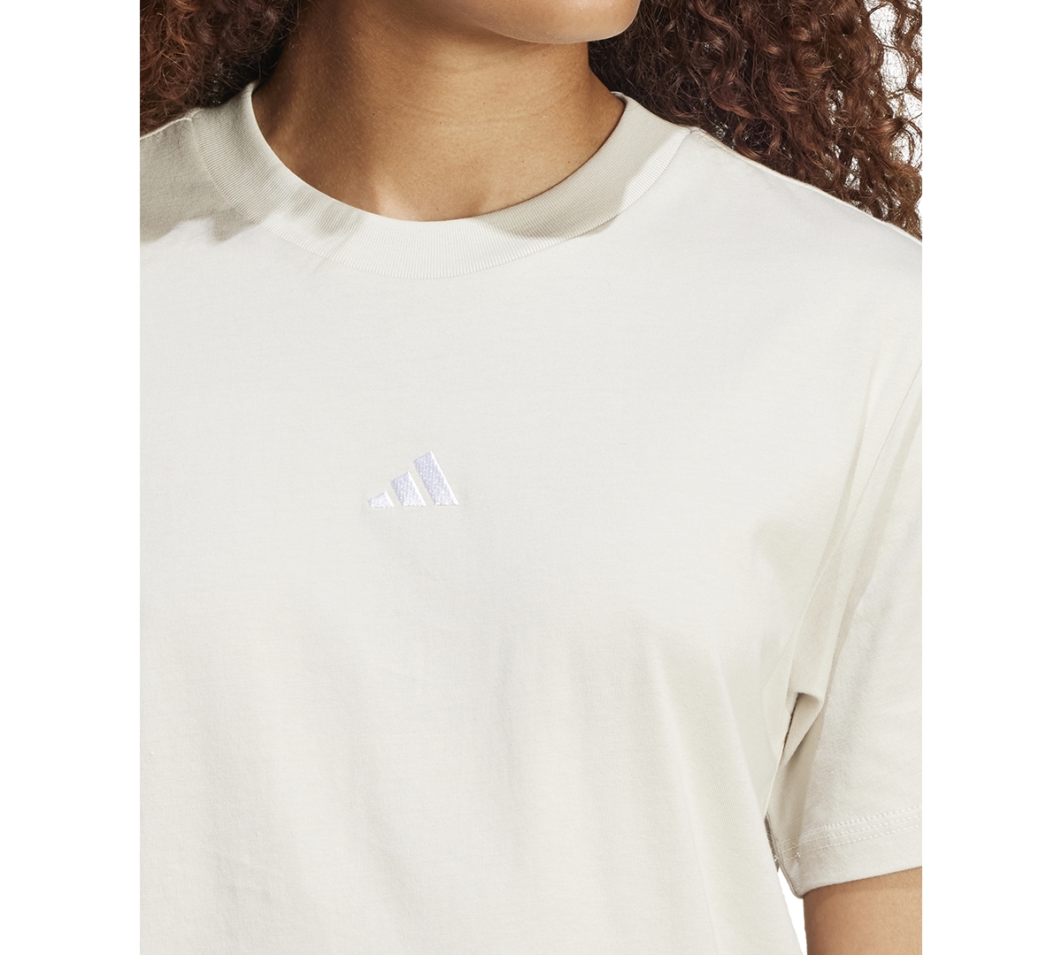 Adidas Originals Women's Short-sleeve Cotton Crewneck Logo T-shirt In Wonder Alumina