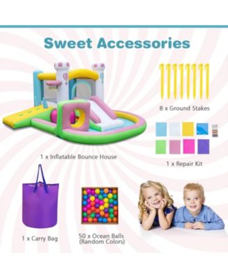 Inflatable Bounce House Bouncy Castle with Slide and Obstacle and Ball Pit without Blower