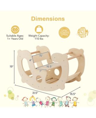 2-in-1 Rocking Horse Arch for Kids Montessori Climbing Toys with Arch Climber