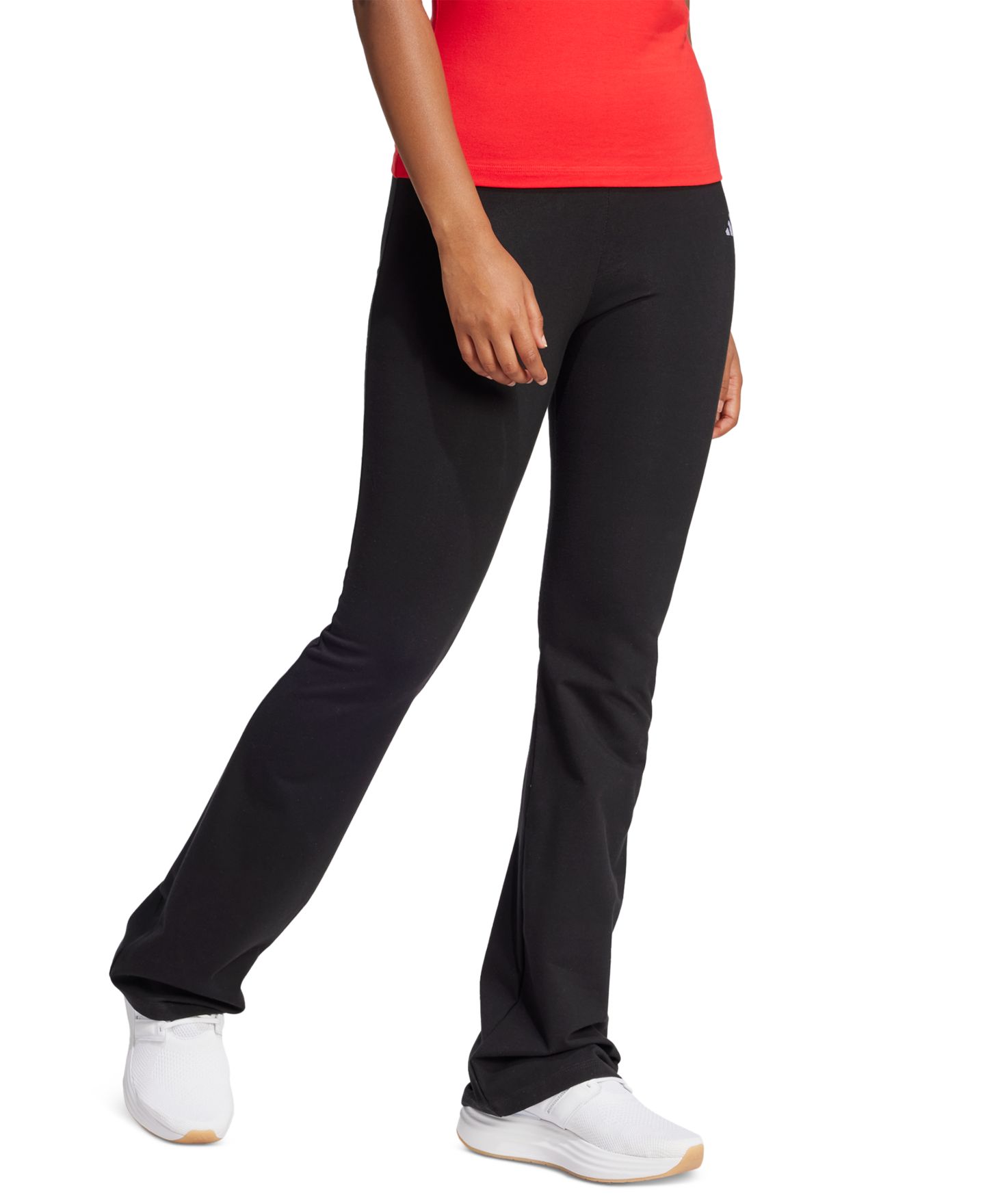 Женские леггинсы adidas Essentials Small Logo Flared, цвет: Чёрный / Белый — фото 2