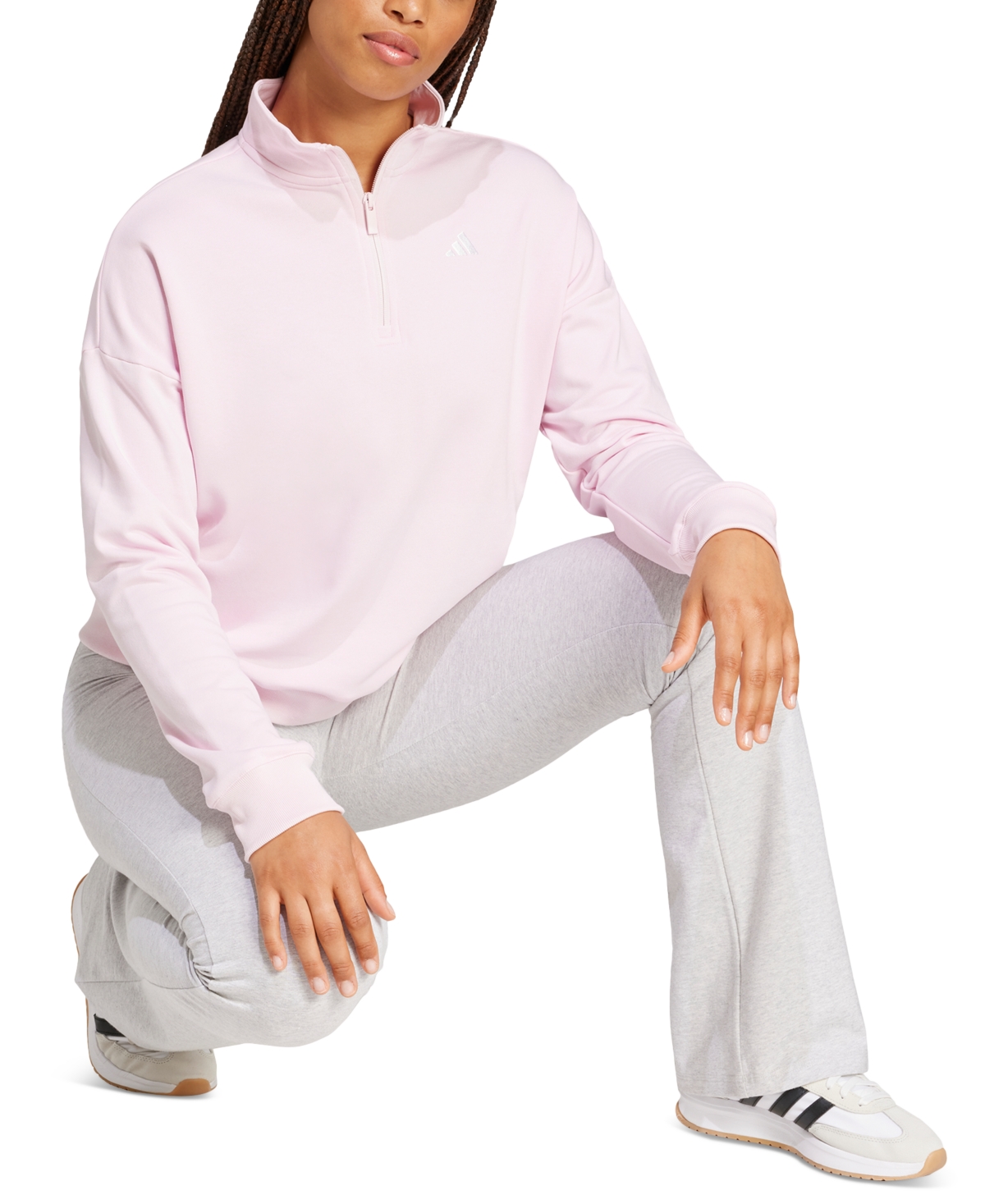 ADIDAS ORIGINALS WOMEN'S ESSENTIALS SMALL LOGO FRENCH TERRY QUARTER ZIP TOP