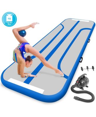 9.8 ft. Tumbling Gymnastics Inflatable Air Mat with Electric Air Pump, Blue